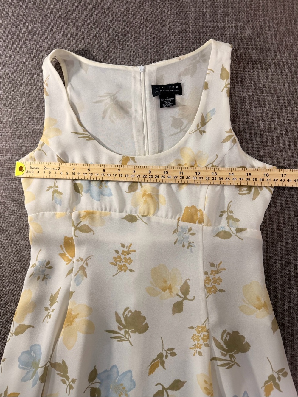 Sleeveless White Mini Dress with Yellow & Blue Floral Print - Picture 3 of 10